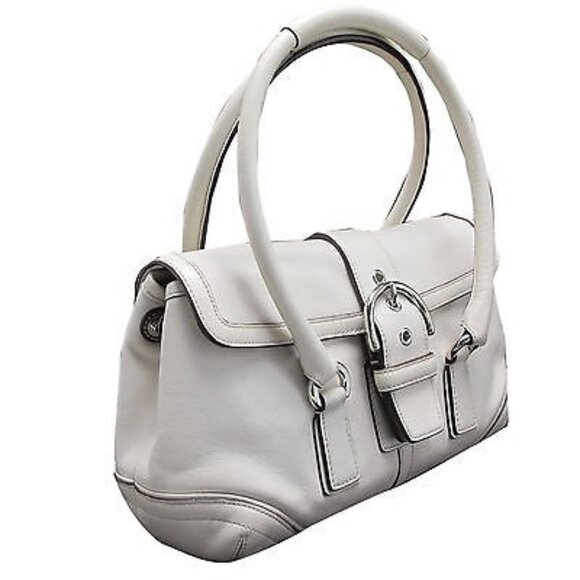 Vintage Coach Soho White Leather Handbag Purse m - Picture 1 of 12
